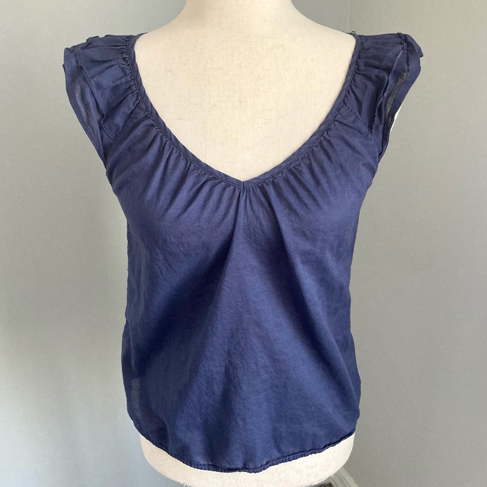 Old Navy Blue Flutter Sleeve V-neck Blouse size S